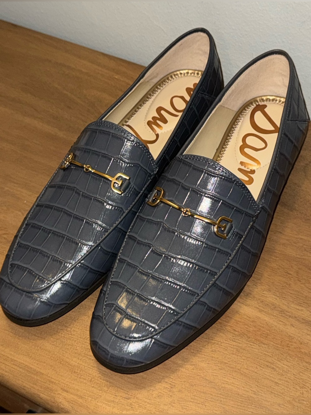 Sam Edelman Loraine Croc Loafers - Slate Blue